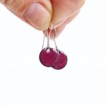 Enamel earrings in deep purple