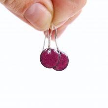 Enamel earrings in deep purple