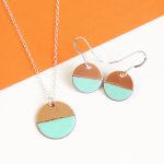 Copper and mint enamel jewellery set Mint and copper jewellery set