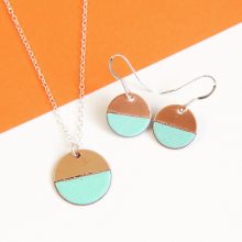 Copper and mint enamel jewellery set Mint and copper jewellery set