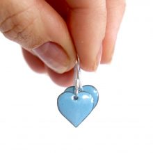 Pastel blue enamel heart earrings