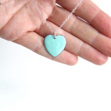 Enamel necklace turquoise heart