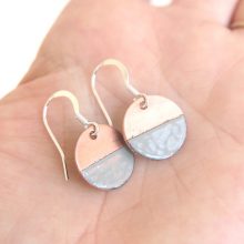 Copper and Grey Disc earrings Grey and copper earrings