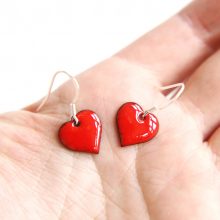 Bright red heart earrings
