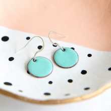 Mint green disc earrings