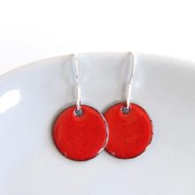 Bright red 16mm disc earrings