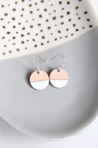 Classic white enamel earrings Copper and white earrings