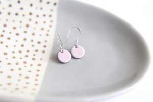 Baby pink disc earrings
