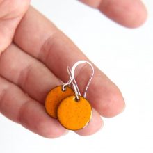 Mustard yellow 16mm disc earrings