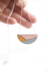 Yellow and grey semi circle necklace