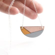 Yellow and grey semi circle necklace
