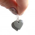 Grey enamel heart earrings