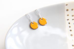 Bright yellow enamel earrings by iamrachel