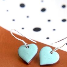 Mint enamel heart earrings Mint heart earrings
