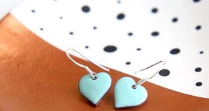 Mint enamel heart earrings Mint heart earrings