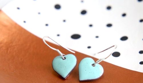 Mint heart earrings