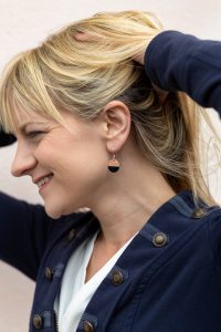 Black enamel on copper earrings copper and black earrings