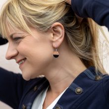 Black enamel on copper earrings copper and black earrings