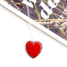 Red enamel heart necklace Red love heart pendant