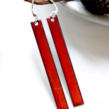 Rectangular drop earrings Long red drop earrings