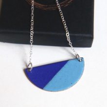 Half Navy Half Pastel Blue Semi-circle Necklace