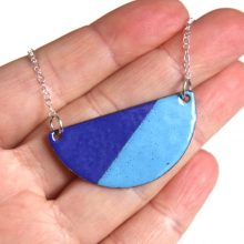 enamel semi circle necklace blue