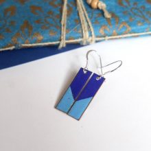 rectangle earrings blue enamel Blue enamel rectangle earrings