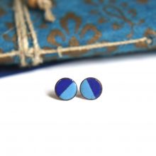 stud earrings blue enamel Enamel disc earrings