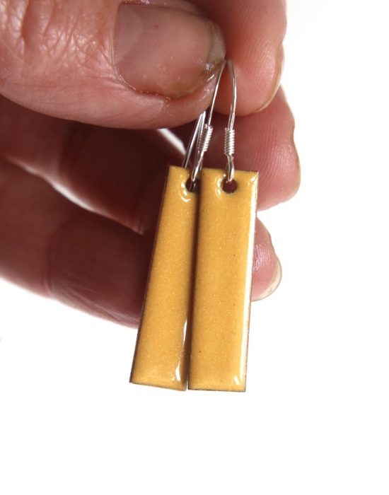 Yellow rectangle earrings enamel