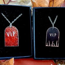 VIP tombstone pendant Halloween necklace