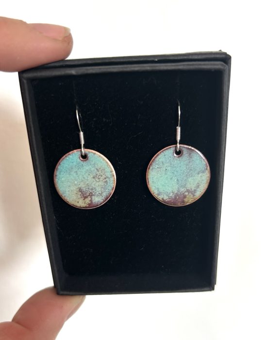 Enamel moon earrings