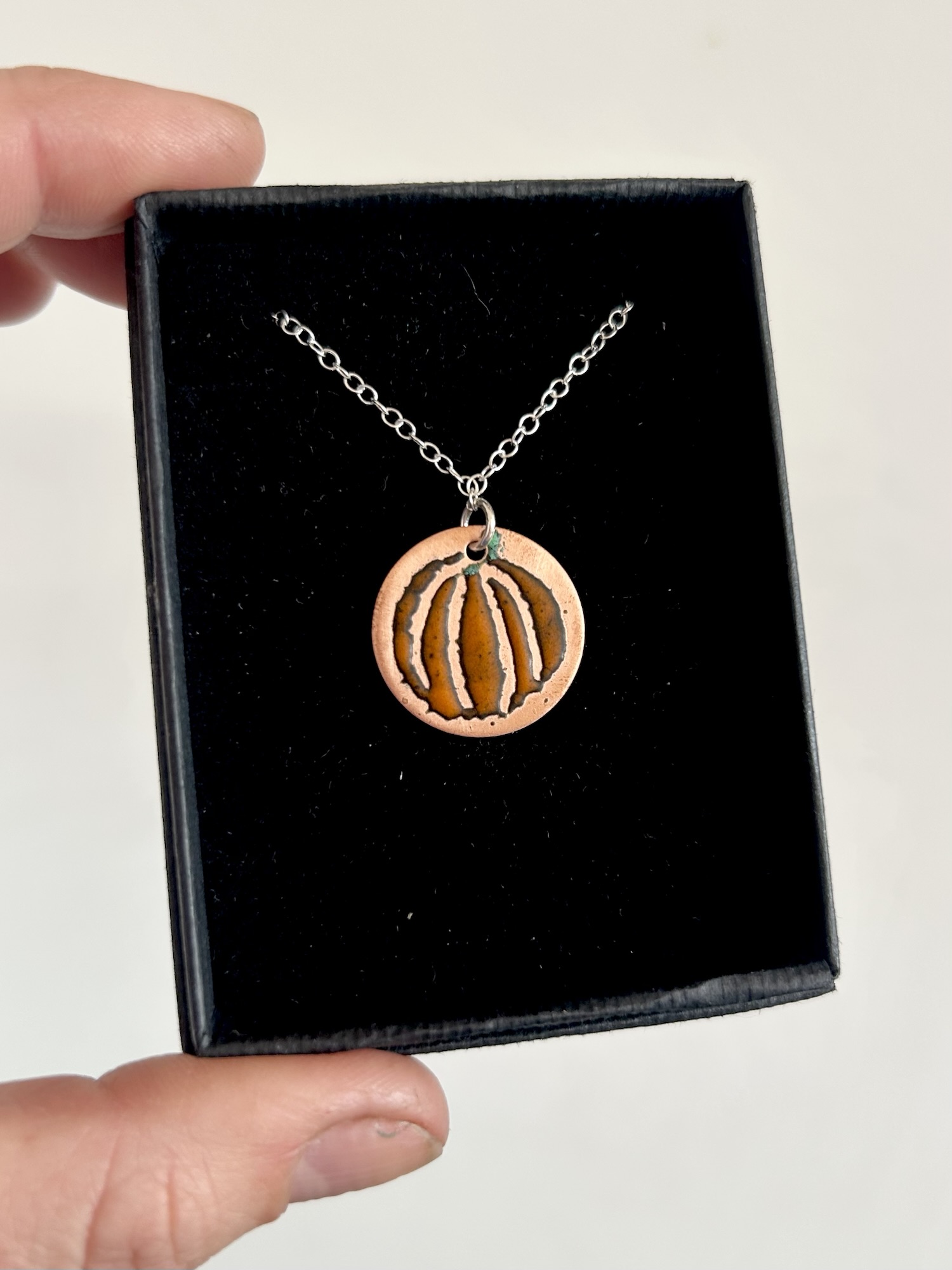 Enamel pumpkin pendant Autumnal Pumpkin Pendant