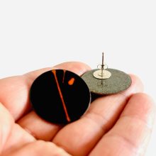 Black disc studs Large enamel stud earrings